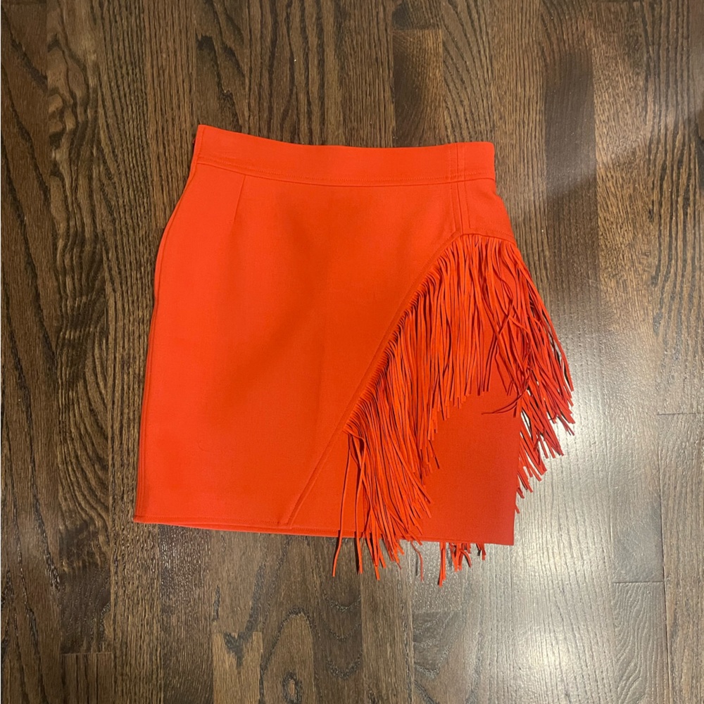 Maje Jano Fringe Mini Skirt in Burnt Orange Size 36